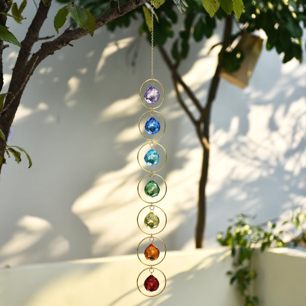 7-Chakra Hanging Crystal Chakra Suncatcher Chakra Wall Decor for Meditation