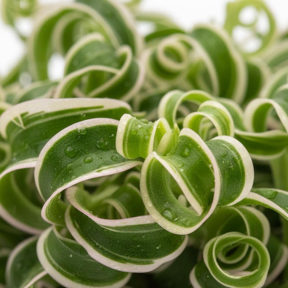 Variegated Curly Spider Live Plant 2" Pot, Spider Plants, Chlorophytum Curly Spider Airplane Plants for Planting Indoor Outdoor