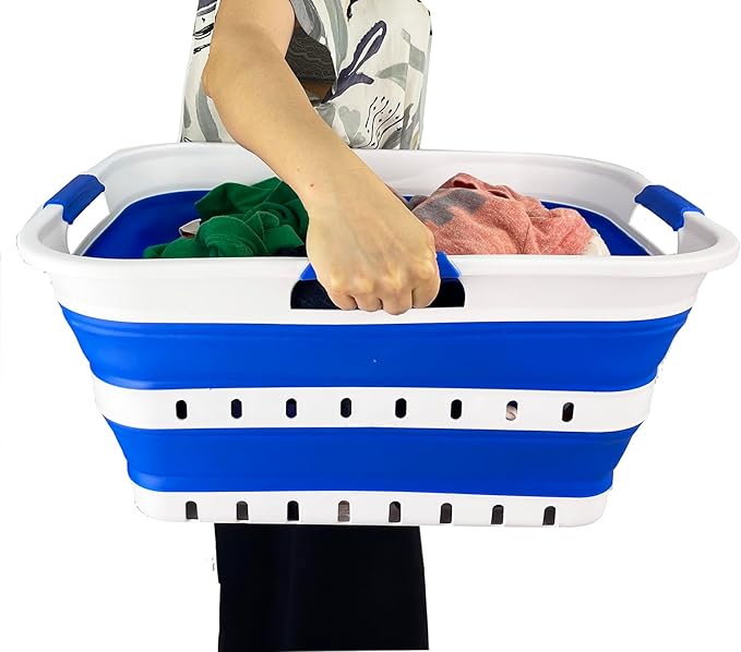 SAMMART 42L Collapsible Plastic Laundry Basket