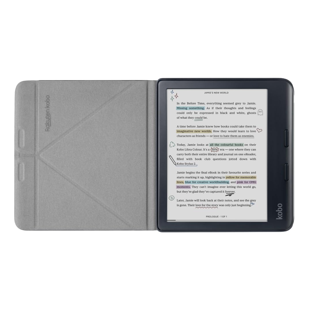 Kobo Libra Colour SleepCover Case | Black | Sleep/Wake Technology | Built-In 2-Way Stand | Vegan Leather | Compatible with 7” Kobo Libra Colour eReader