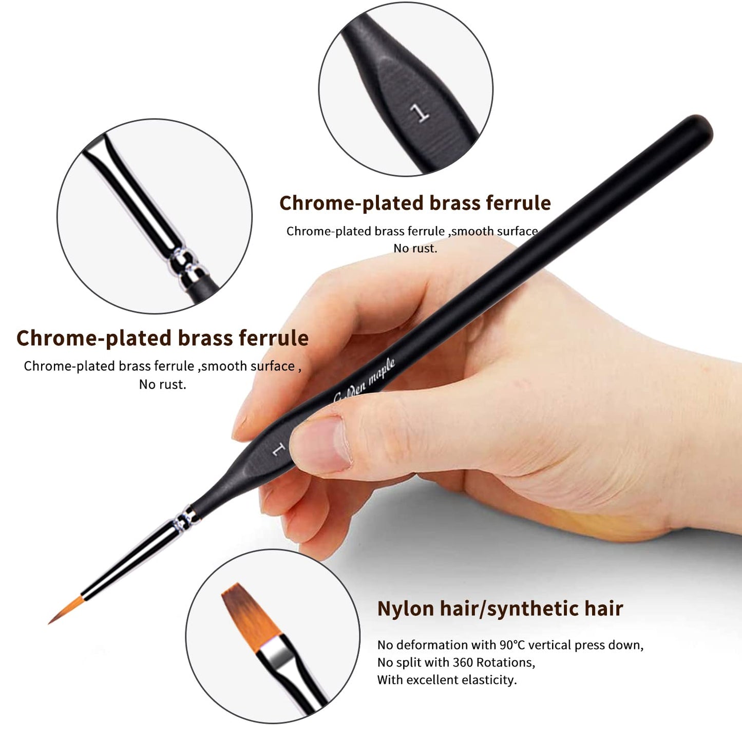 Golden Maple Miniature Paint Brushes, 15PC Model Brushes Micro Detail Paint Brush Set, Fine Detailing for Acrylics, Oils, Watercolors & Paint by Number, Figurine (Black)