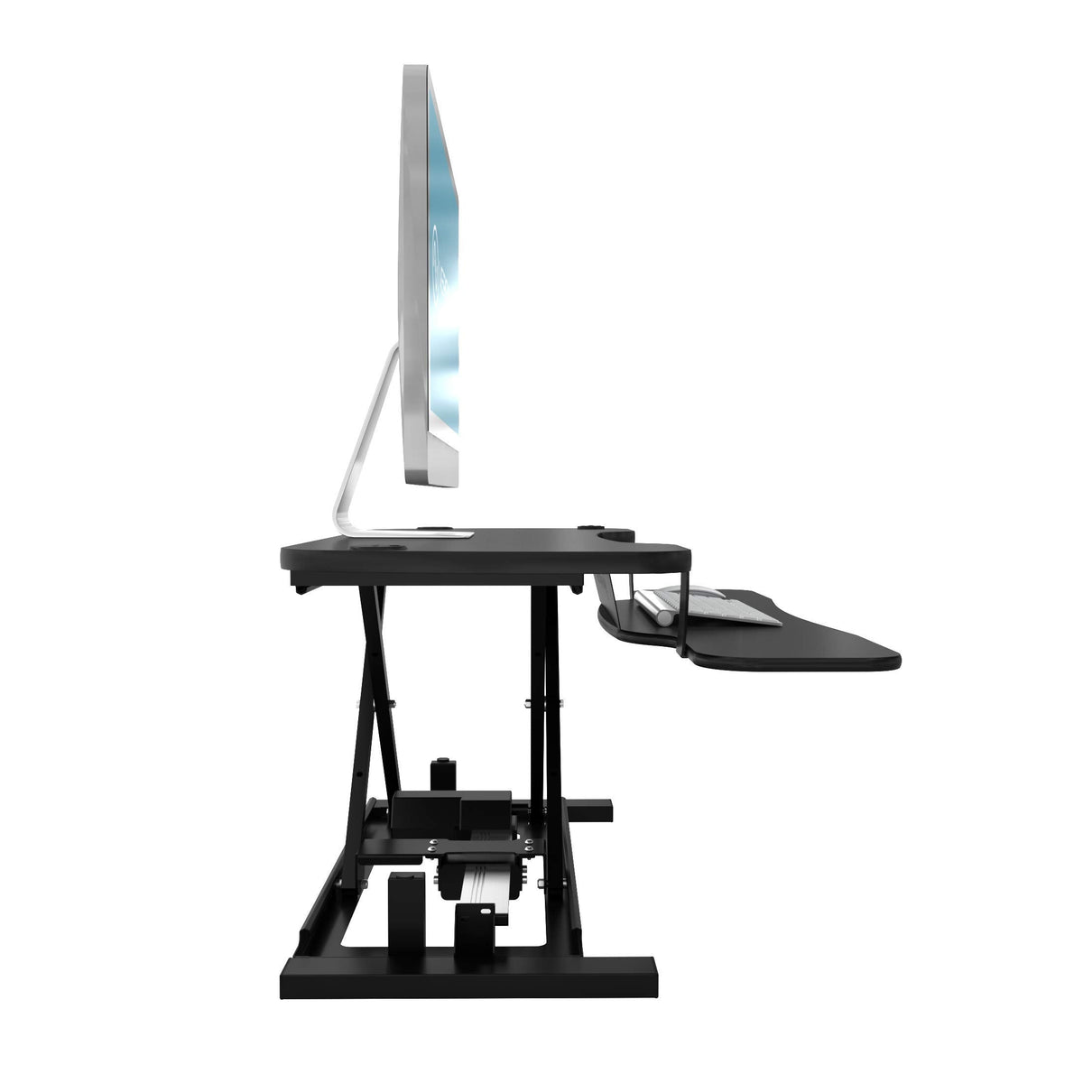 Power Pro Electric Height-Adjustable Desk Riser by VersaTables | USA Manufactured | Standing Desk Converter | Sit to Stand Desktop with Keyboard + Mouse Tray | 36"x 24" | Black