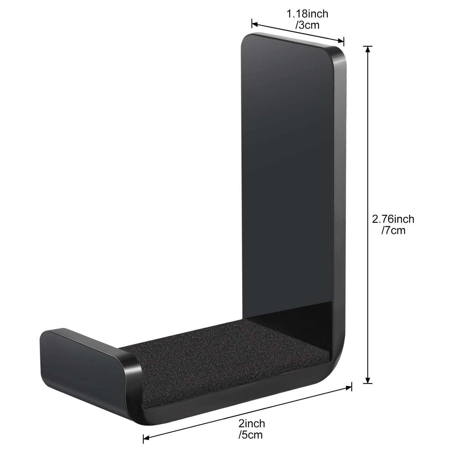 Weewooday 4 Pieces Headphone Hanger Holder Desk Adhesive Headphone Hook Wall Mount Headset Stand Acrylic Holder with Glues for General Purpose Game Earphone(Black)