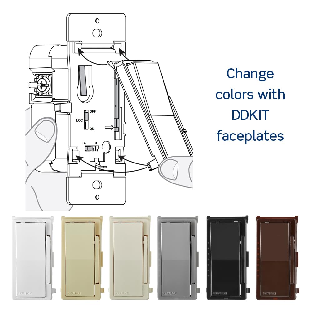 Leviton Decora Smart Switch Companion for Multi-Location Switching (Not for stand-alone use), 120VAC, 60Hz DD0SR-1RM, White, Light Almond
