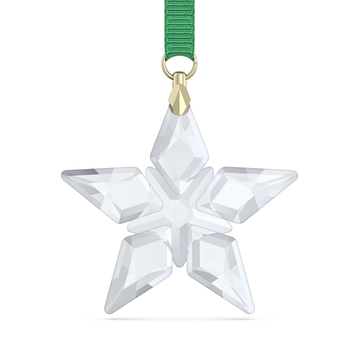 Swarovski Annual Edition 2023 Little Star Ornament with Green Ribbon and Gold-Tone Finished Accents, Part of the Swarovski Annual Edition Collection