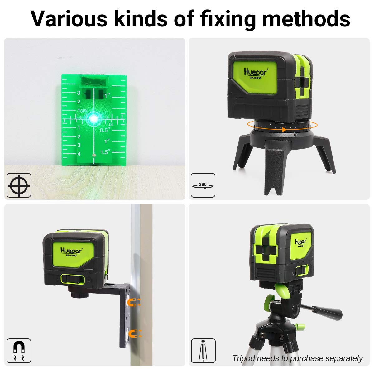 3 - Plumb Dot Laser Leveler Tool (No Laser Line), Huepar 3 Spots Laser Self-Leveling Green Plumb Bob for Soldering and Points Reference Positioning, 197Ft Working Range, Battery Included - 9300G