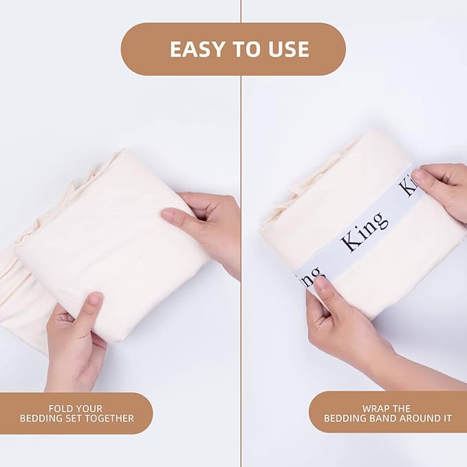 4PCS Bed Sheet Organizer Bands, Storage Labels and Sheet Keepers