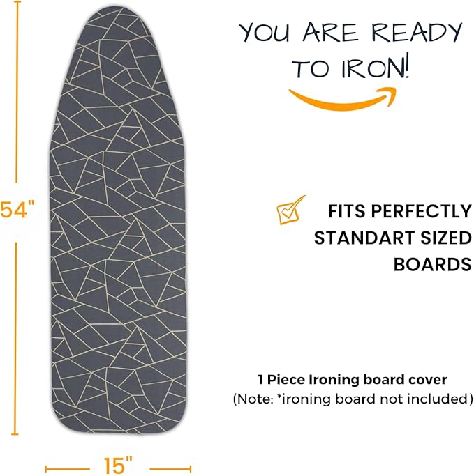 SAVUK Ironing Board Cover and Pad Standard Size 15x54 inch Extra Heavy Duty