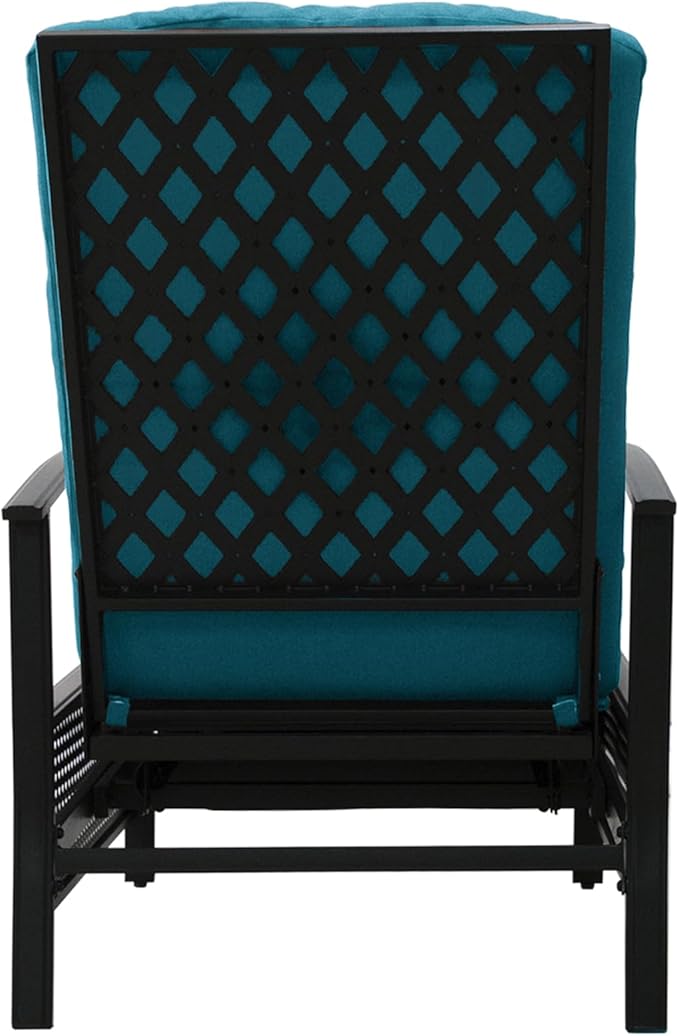 Kozyard Adjustable Outdoor Reclining Lounge Chair, Cushioned Patio Chaise Lounge with Extendable Metal Frame for Sunbathing, Reading & Relaxing – Comfortable Outdoor Recliner(Aqua)
