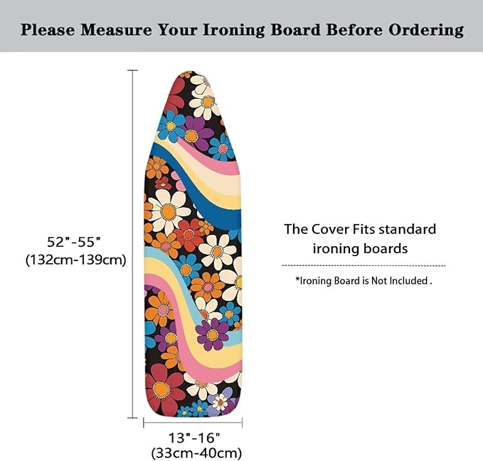 Daisy Stripe Printed Ironing Board Cover, Lightweight Breathable Ironing Board