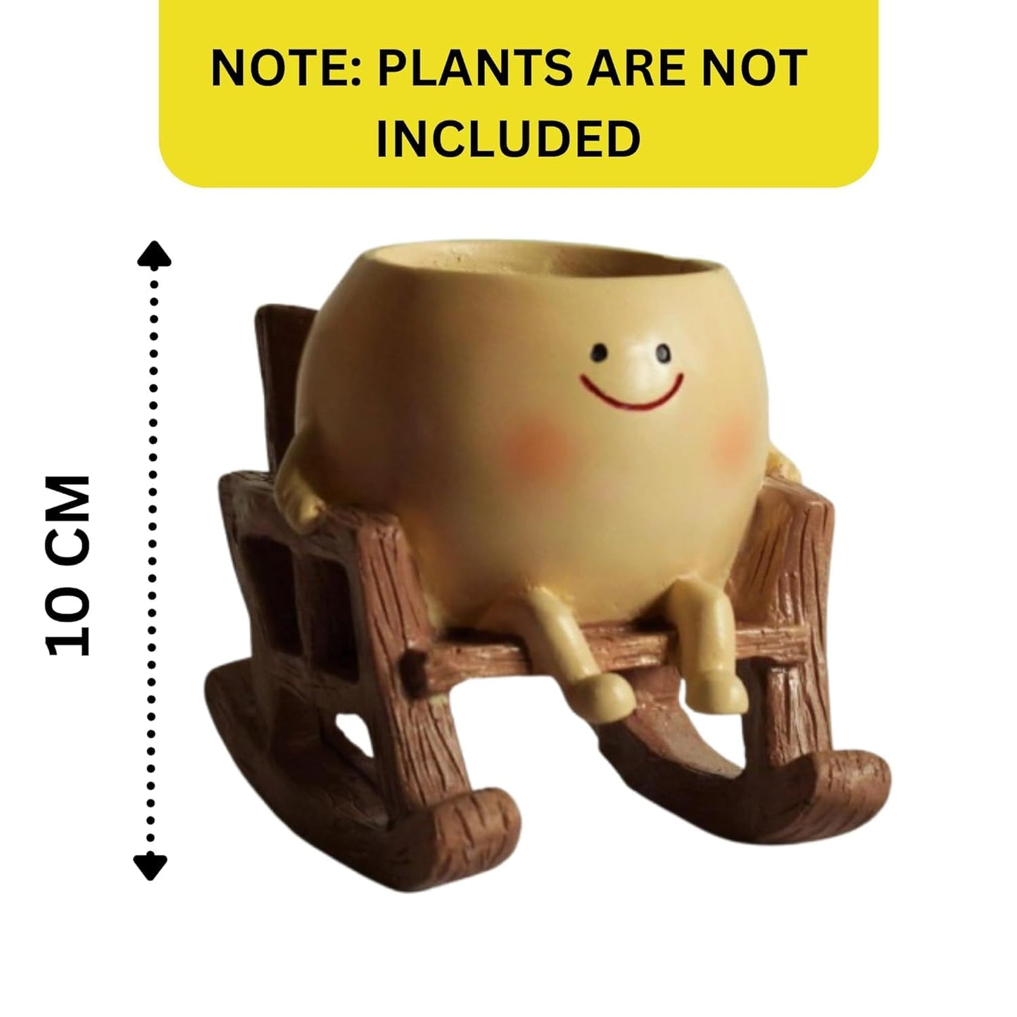 AK Cute Resin Smiling Face Planter Pot with Chair Stand, Handpainted, Brown, for Home, Garden & Living Room Decor