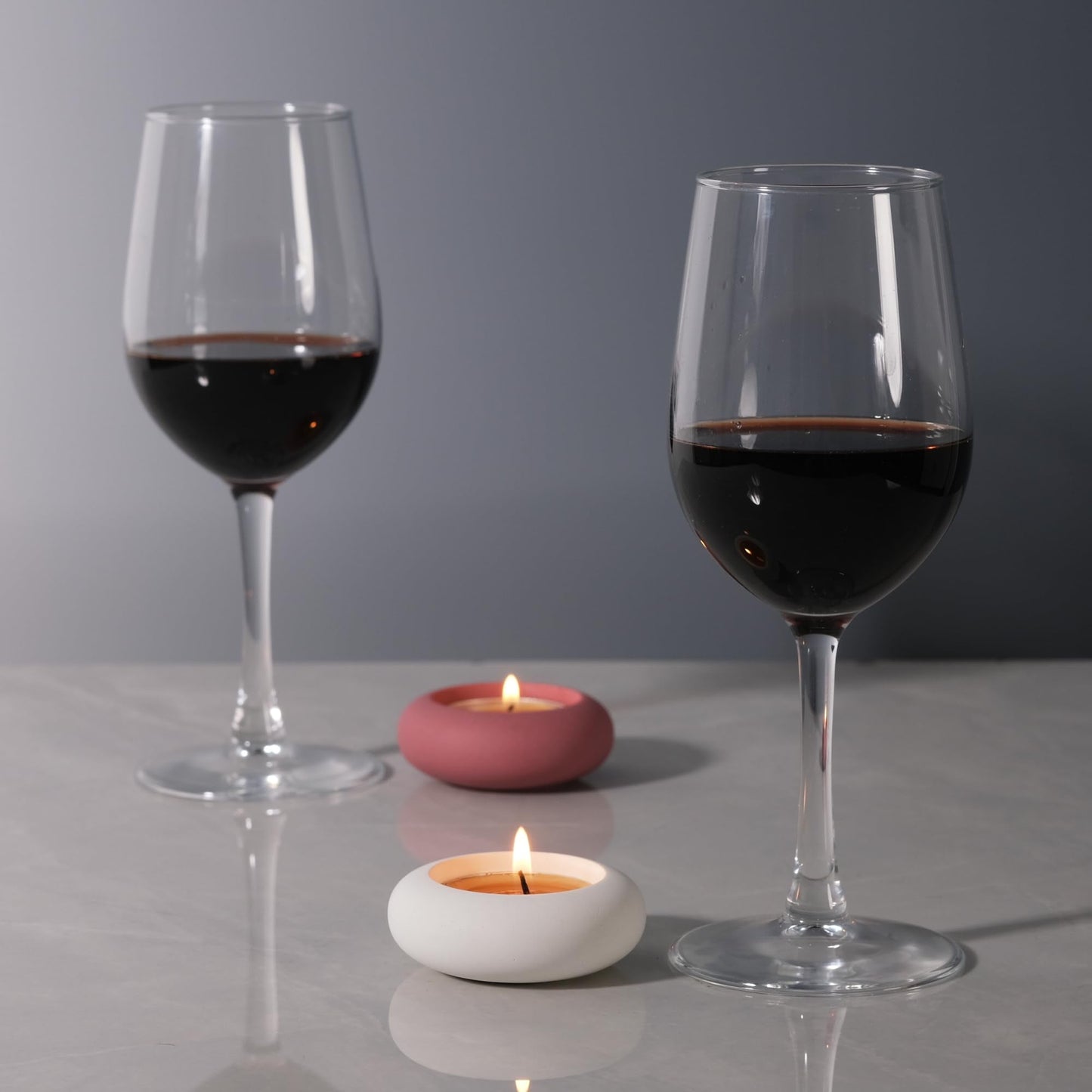 ICNBUYS Handmade Decorative Pebble Tealight Candle Holders Set of 2 - Handcrafted Home Decor Accent for Calming Earthy Aesthetic Cement White Diameter 2.6 inches
