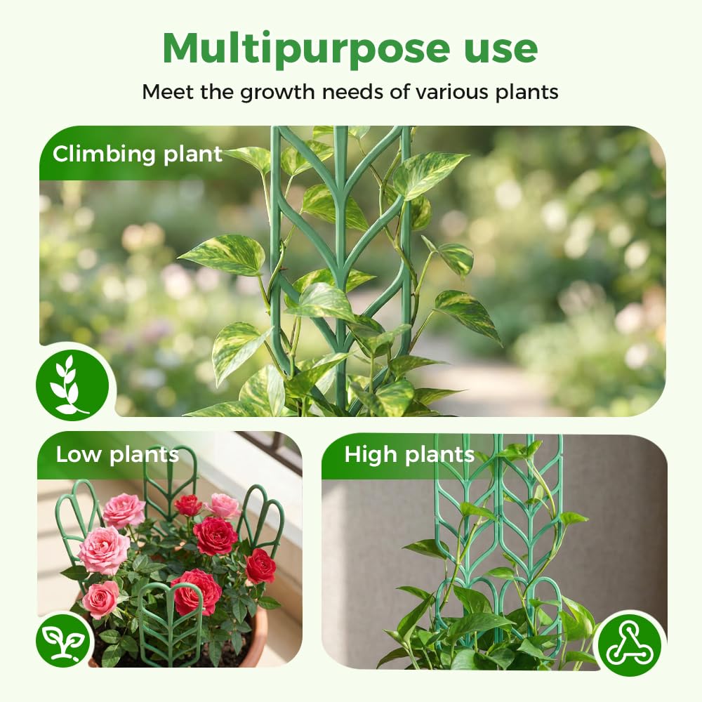 Plant Trellis for Climbing Plants, Indoor Outdoor Plastic Garden Trellis, Adjustable Potted Plant Support for Pothos, Ivy, Hoya, Monstera & Flower Vines (3PCS)