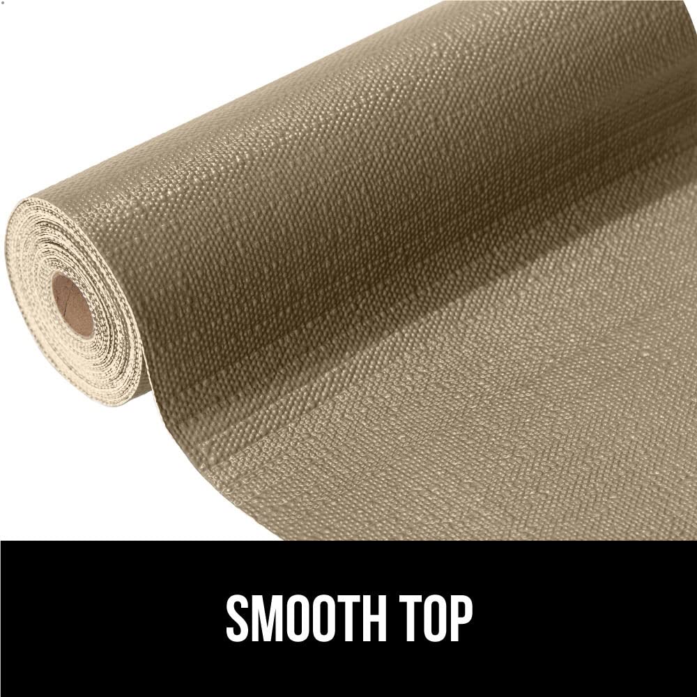 GORILLA GRIP Slip Resistant Drawer and Shelf Liner 2 Pack, Non Adhesive Water Resistant, Easy Clean and Trim, Smooth Surface Liners for Kitchen Cabinet, Shelves, Drawers, Pantry, 12 in x 20 FT, Beige