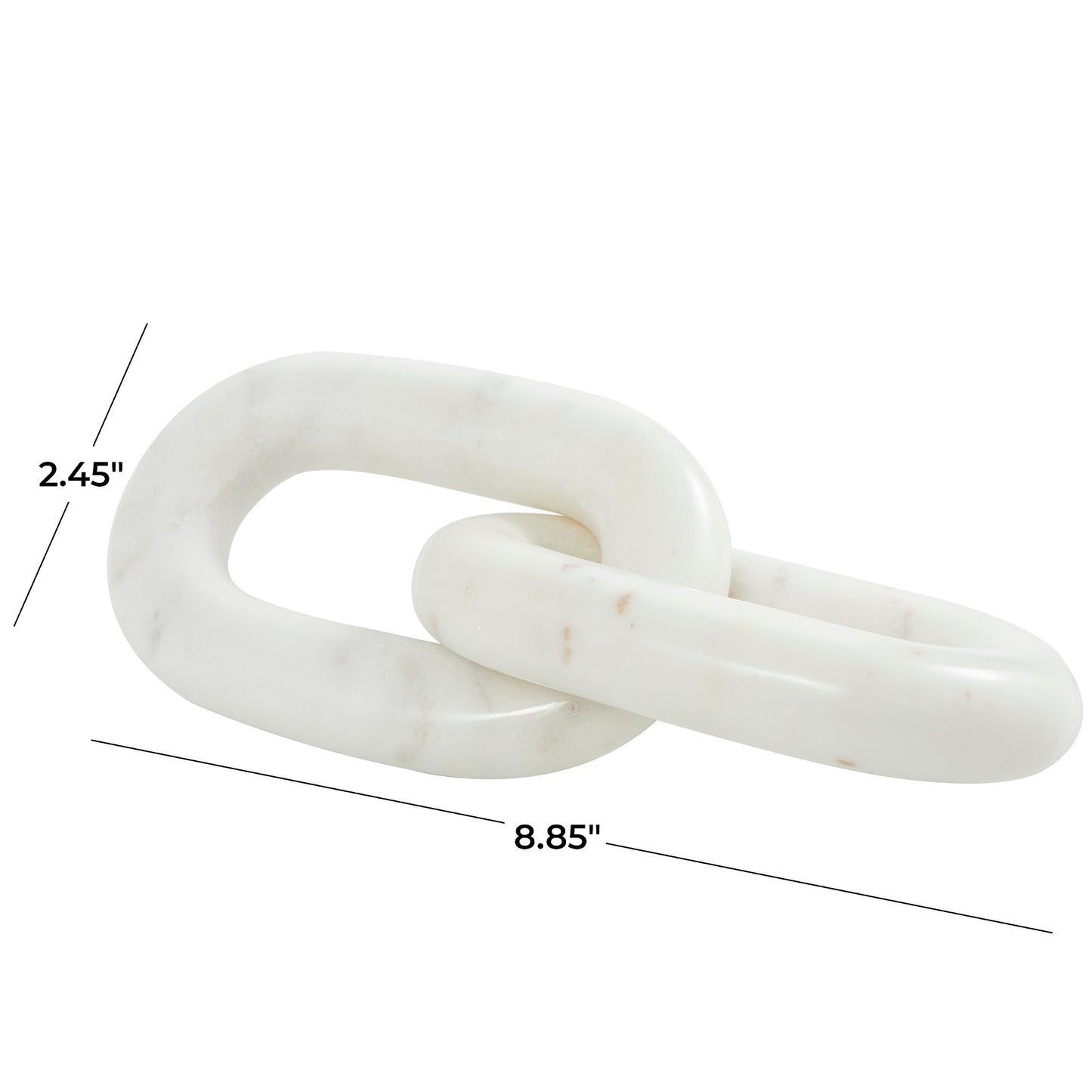 Deco 79 Marble Chain Handmade Decorative Sculpture Geometric 2 Link Home Decor Statue, Accent Figurine 9" x 4" x 2", White