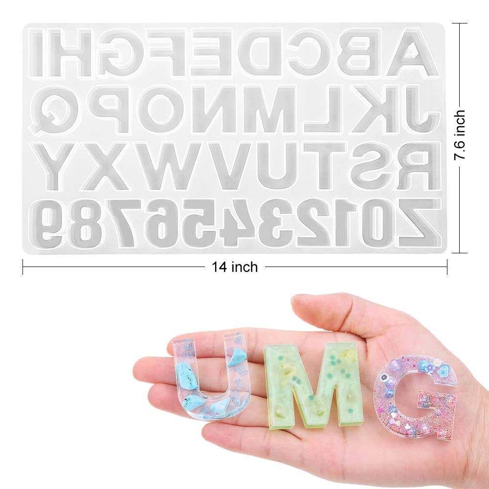 244Pcs Alphabet Silicone Resin Casting Molds Kit, Reversed Letters & Numbers Epoxy Casting Molds with Pin Vise Set for DIY Making Keychain/House Number Resin Crafts