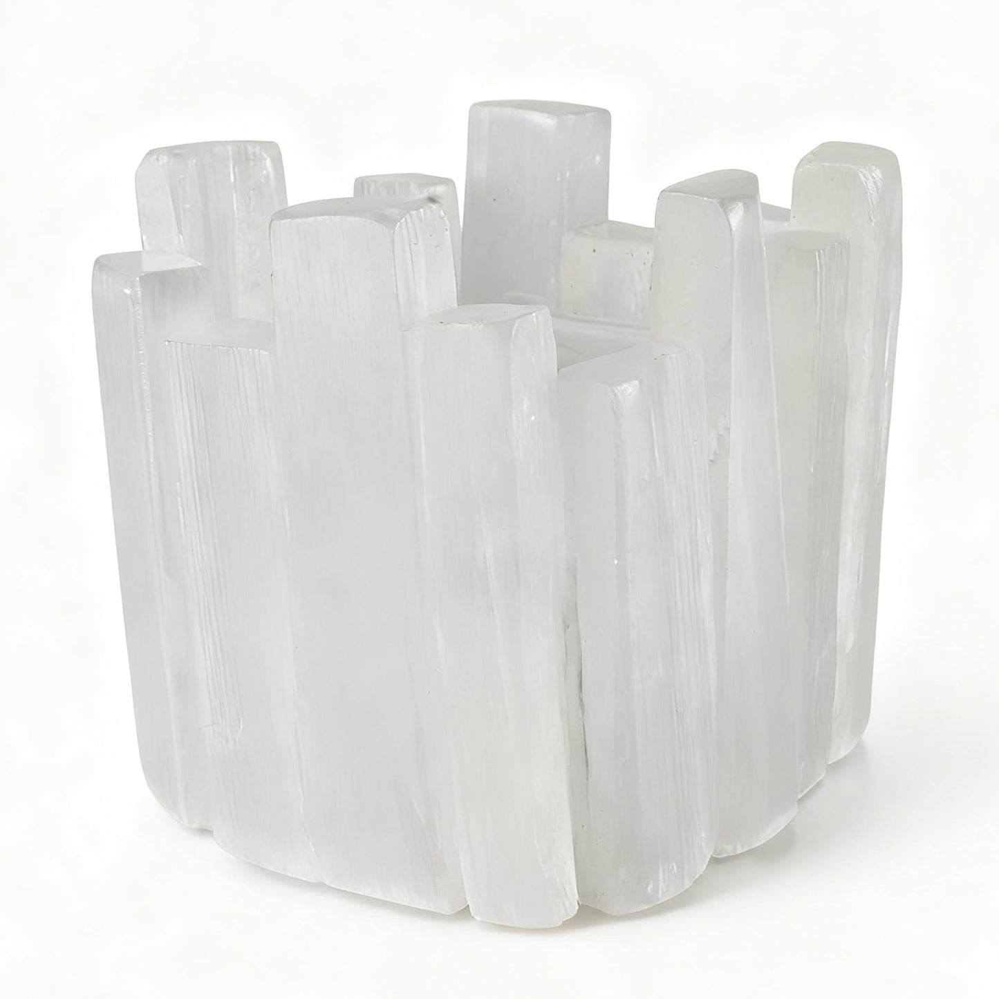 Selenite Tea Light Holder, Natural Selenite Crystal Candle Holders with Different Shapes, for Home Decor, Meditation, Yoga, Reiki, Gifts (Square Irregular Cup)