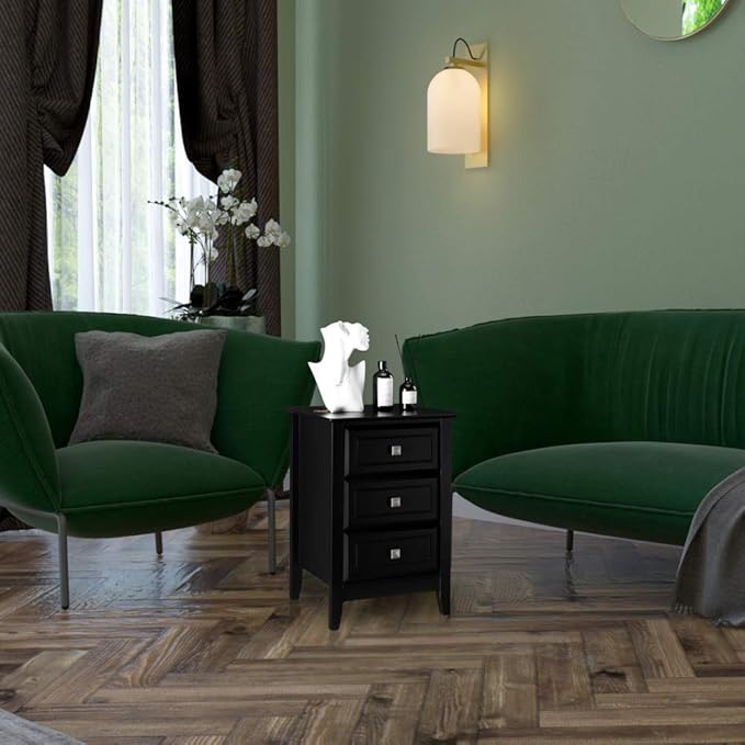 Bonnlo Upgraded Black Nightstand