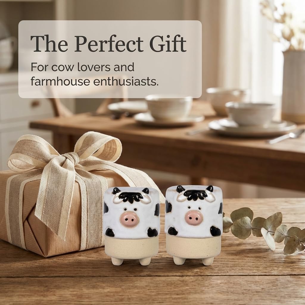 The Bridge Collection Cute Ceramic Cow Salt and Pepper Shakers