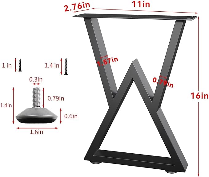 Metal Bench Legs 16 Inch Double Triangle Coffee Table Legs End Table Legs