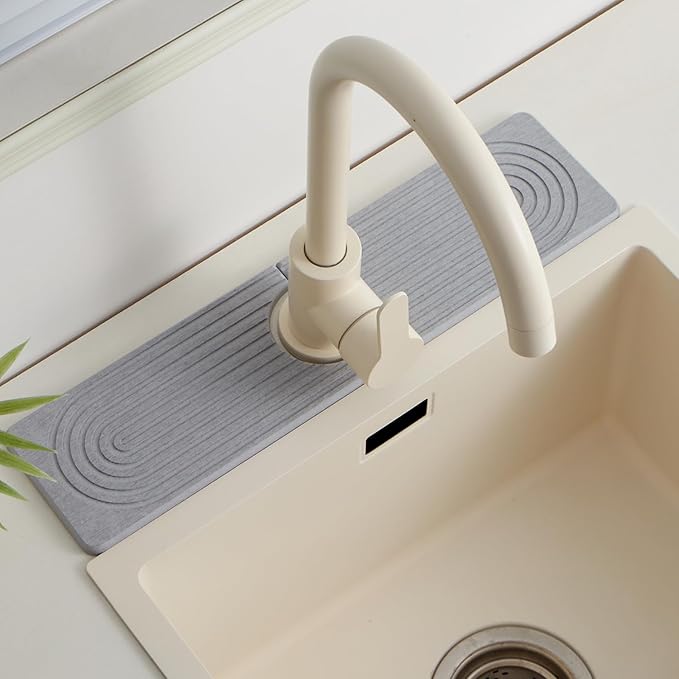 Stone Faucet Mat for Kitchen Sink,Super Absorbent Diatomite Fast Drying Stone