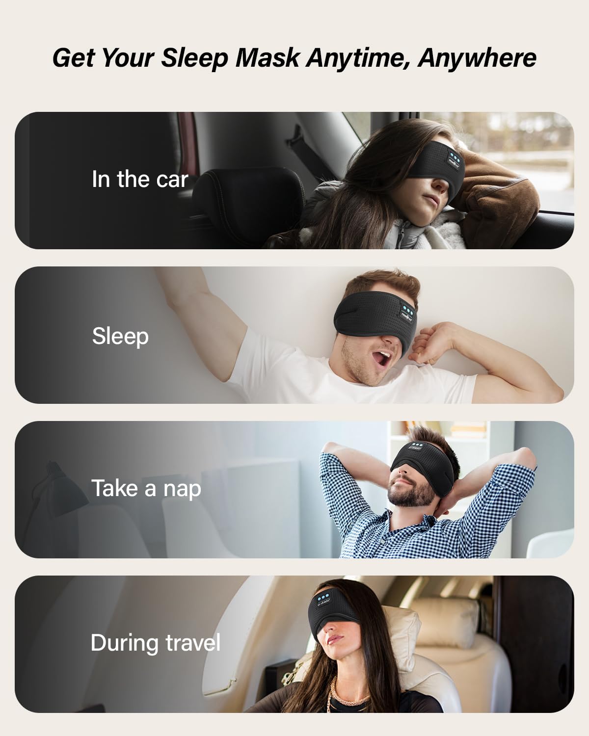 LC-dolida Sleep Headphones, White Noise Bluetooth Sleep Mask 3D Wireless Timing Eye Mask for Sleeping, Sleep Mask with Bluetooth Headphones for Side Sleepers Travel Yoga, Cool Gadgets for Men Women