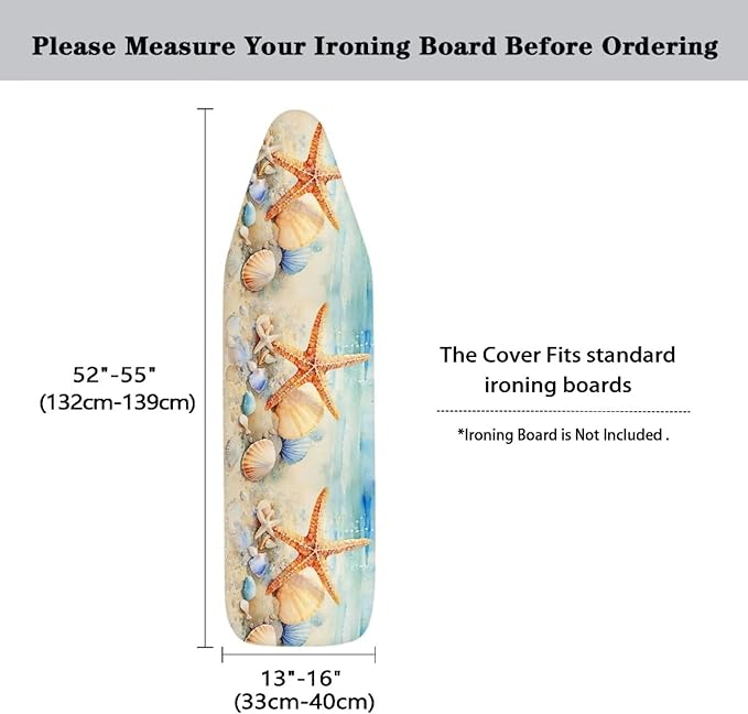 Sprowallow Starfish Shell Ironing Board Cover and Pad 54x15 Iron Board -15x 54