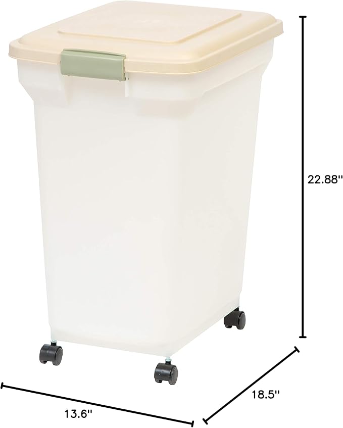 IRIS USA Airtight Dog Food Storage Container, WeatherPro, Removable Wheels