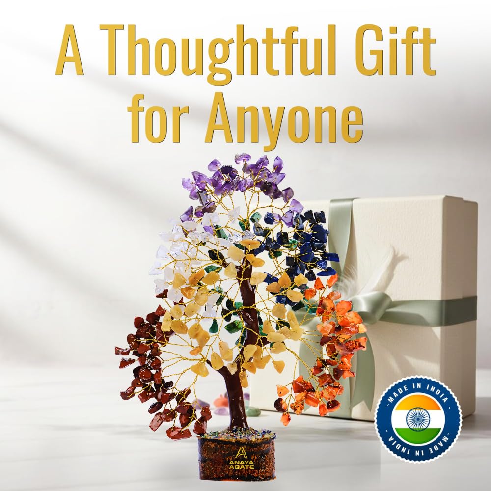 ANAYA AGATE 7 Chakra Crystal Tree of Life – Handmade Healing Crystals and Crystals and Healing Stones Money Tree for Home & Office Decor – Feng Shui Spiritual for Women