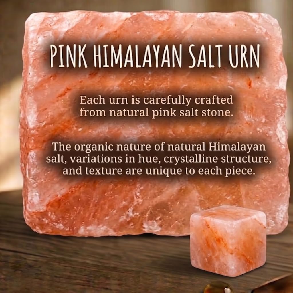 Handcrafted Pink Himalayan Salt Keepsake Urn for Human Ashes Male or Female