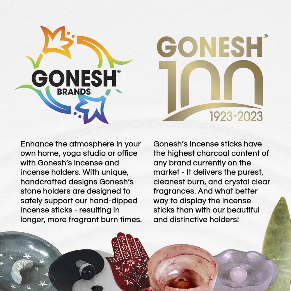 Gonesh - Incense Holder - Modern Home Decor - Stone Incense Burner - Celestial Round Gray Moon - 1.3” x 5” x 5”