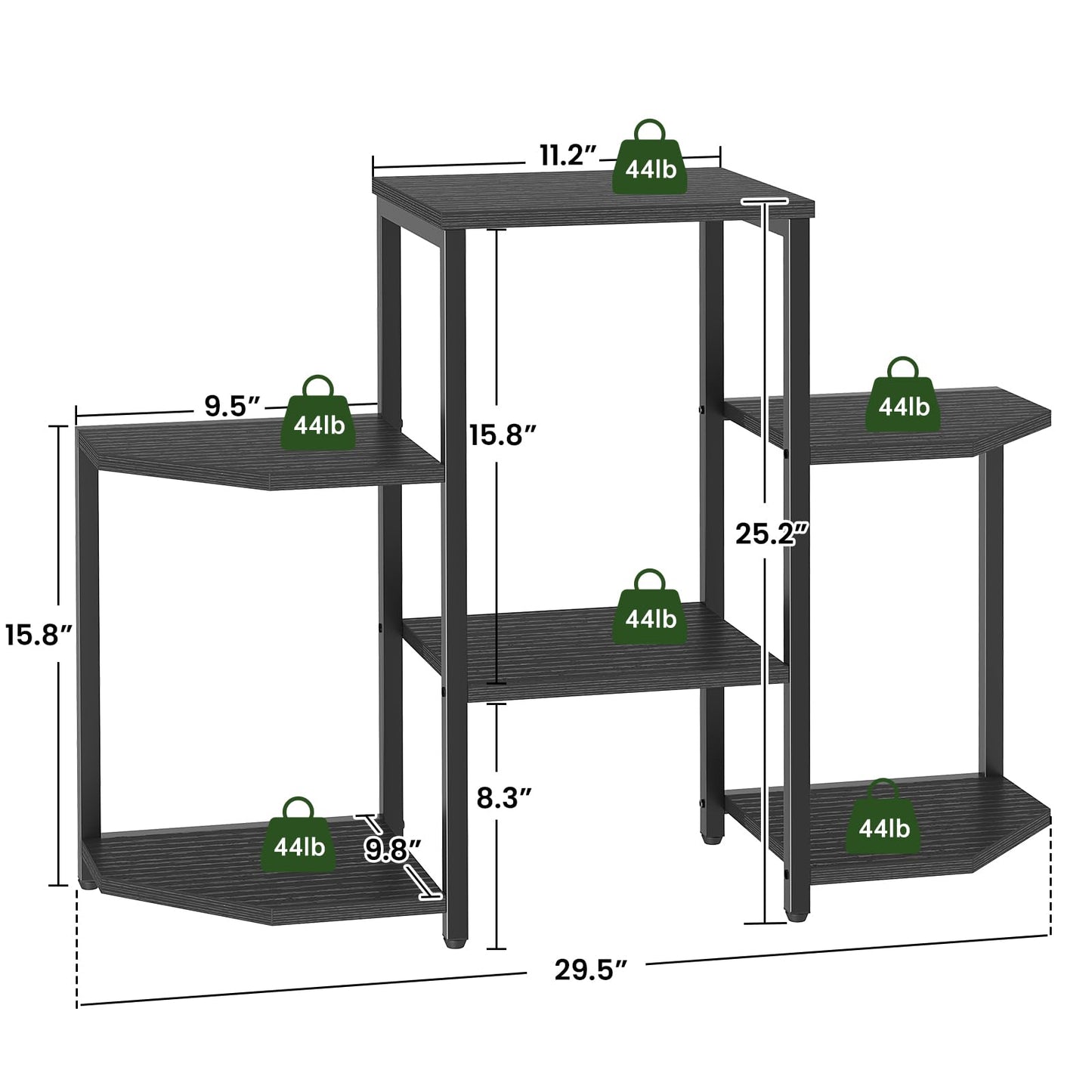 Asgolion Plant Stand Indoor,Multiple Plant Shelf Corner Rack, 6 Potted Plant Stand, 6 Tiers Large Flower Holder, Planter Display Rack for Patio Balcony Living Room Bedroom Decor, Black