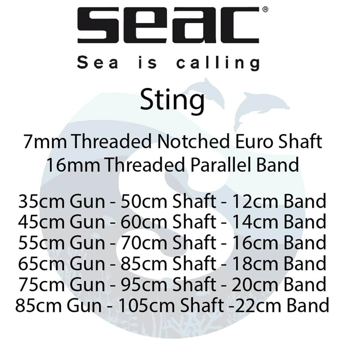 Seac Sting, Rubber Spearfishing Sling Speargun, Made in Italy, 55 cm