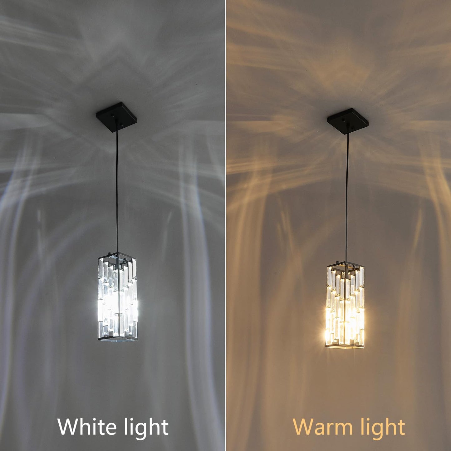 FDPBY Black Pendant Lighting Modern Pendant Light, Mini Crystal Chandeliers,Adjustable Pendant Light Fixture for Kitchen Island Dinning Room Bedroom (2 Pack)