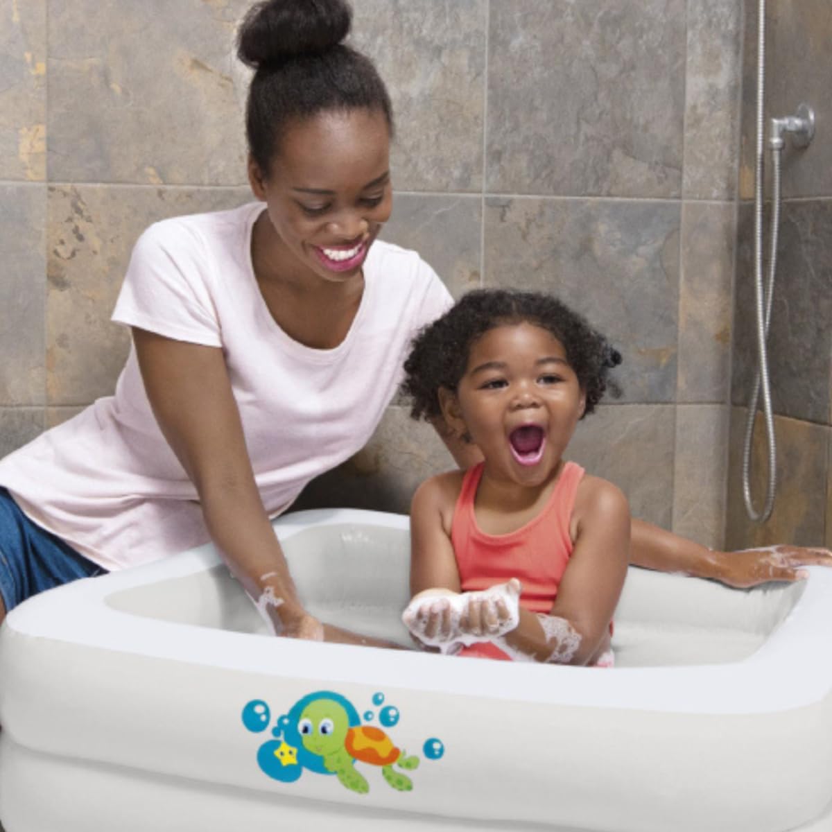 Bestway Inflatable Baby Bath Tub | Portable and Lightweight for Home and Travel, Inflatable Soft Floor, White