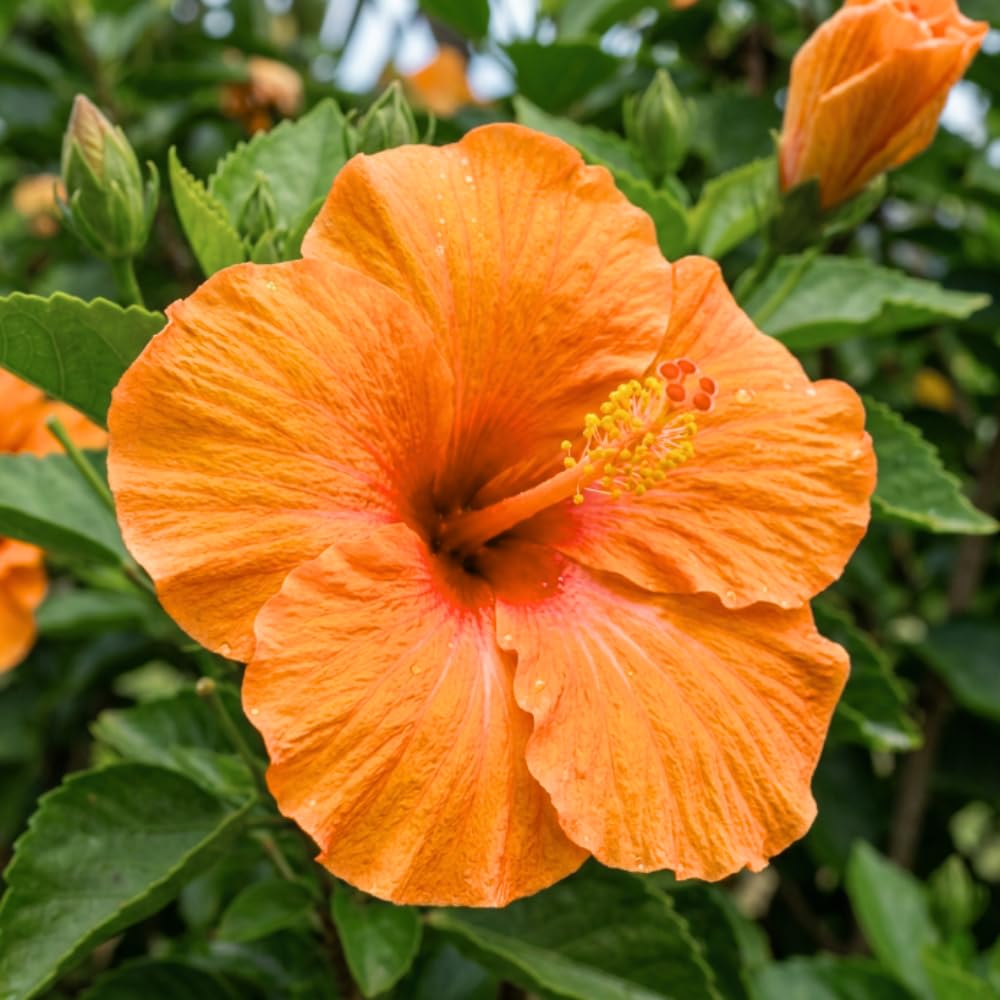 7 Hibiscus Cutting, Well-Rooted Hibiscus Flowers, Tropical Flowering for Indoor Outdoor Planting (Orange)