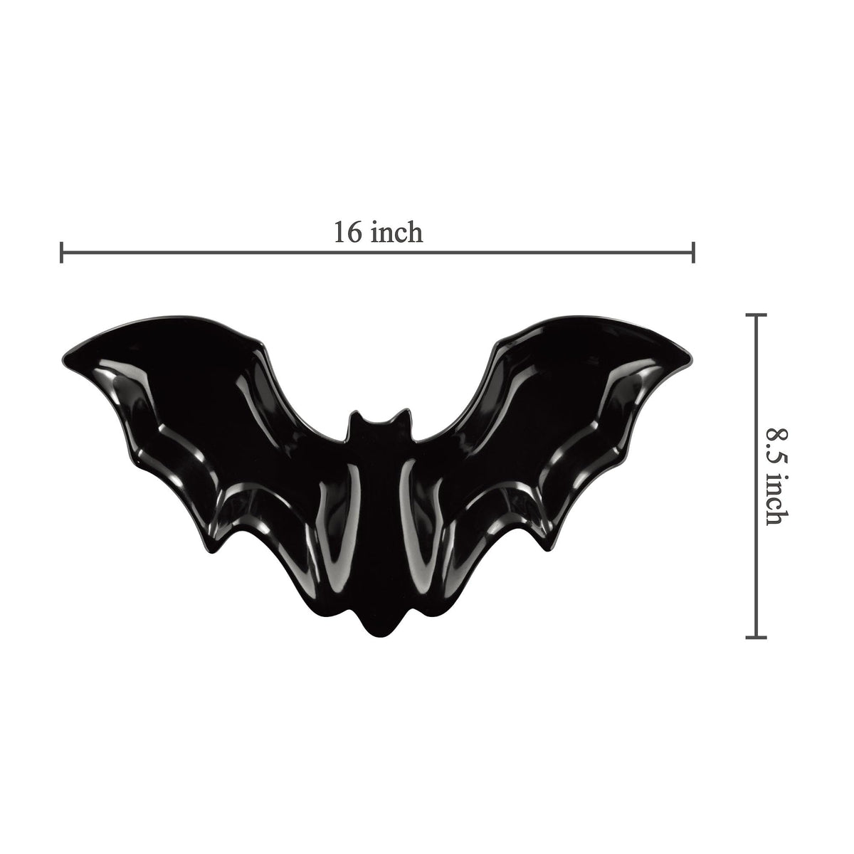 UPware Bat Shaped Melamine Serving Platter, Halloween Party Tray, Fun Spooky Design, for Candy, Snacks, and Desserts, Black, 16 x 8.5 Inch
