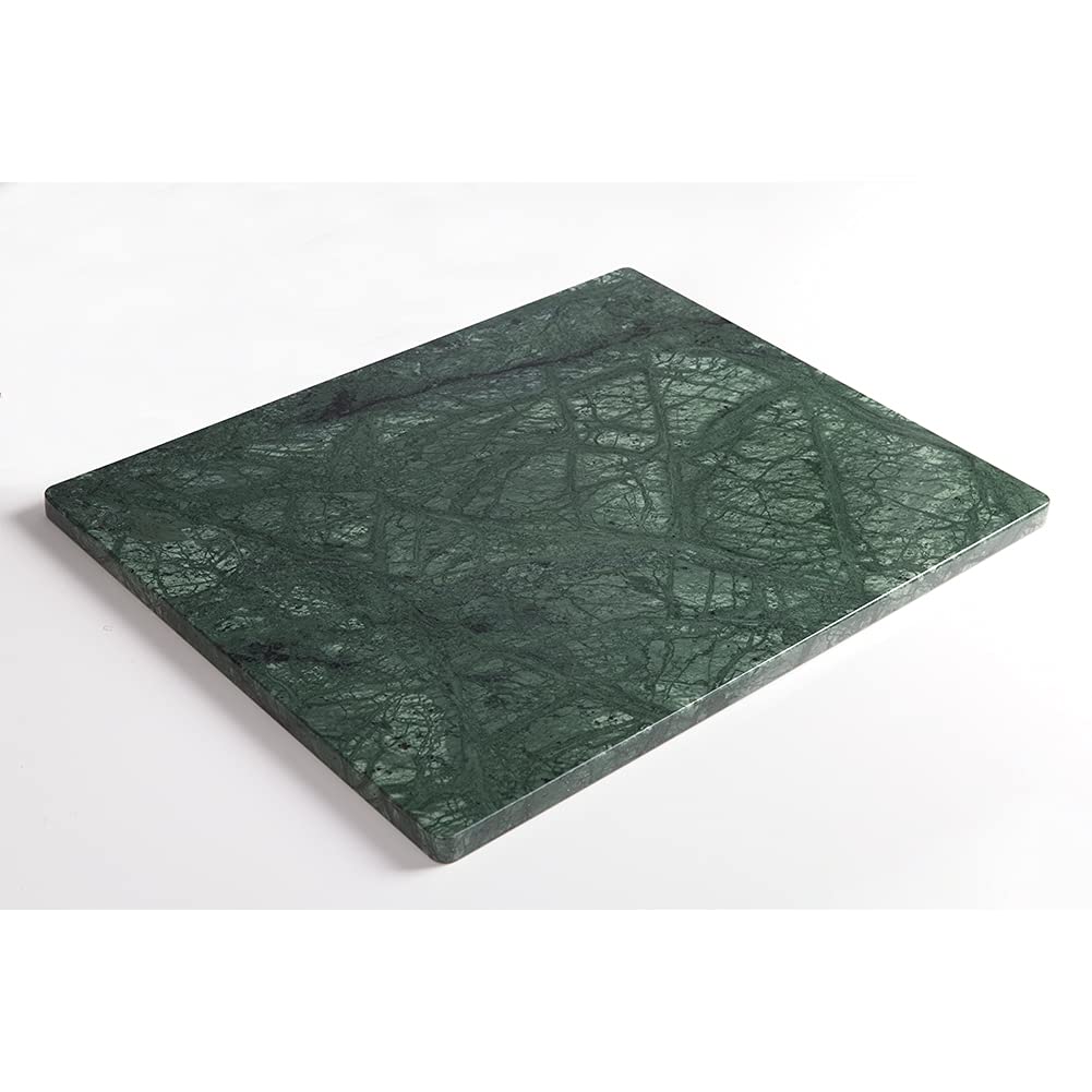 Soulscrafts Marble Stone Cutting Board For Kitchen, 16x12 Inch Green Marble Pastry Board With Non-Slip Feet For Baking, Cheese, Charcuterie, Chocolate