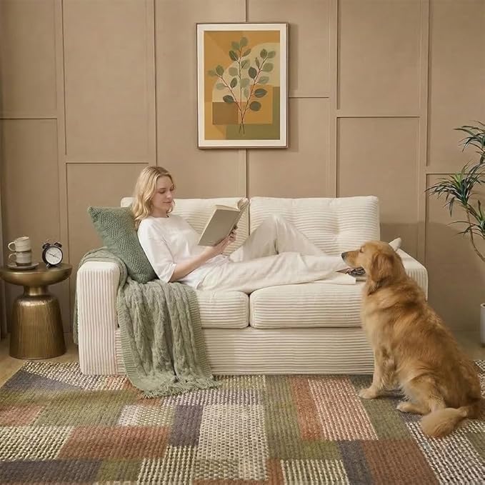 69" Corduroy Loveseat Sofa in a Box, High-Density Foam Couch, No Assembly