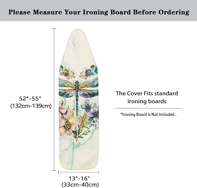 Dragonfly Ironing Board Cover Standard Size 15 x 54 Stain Resistant Fasteners