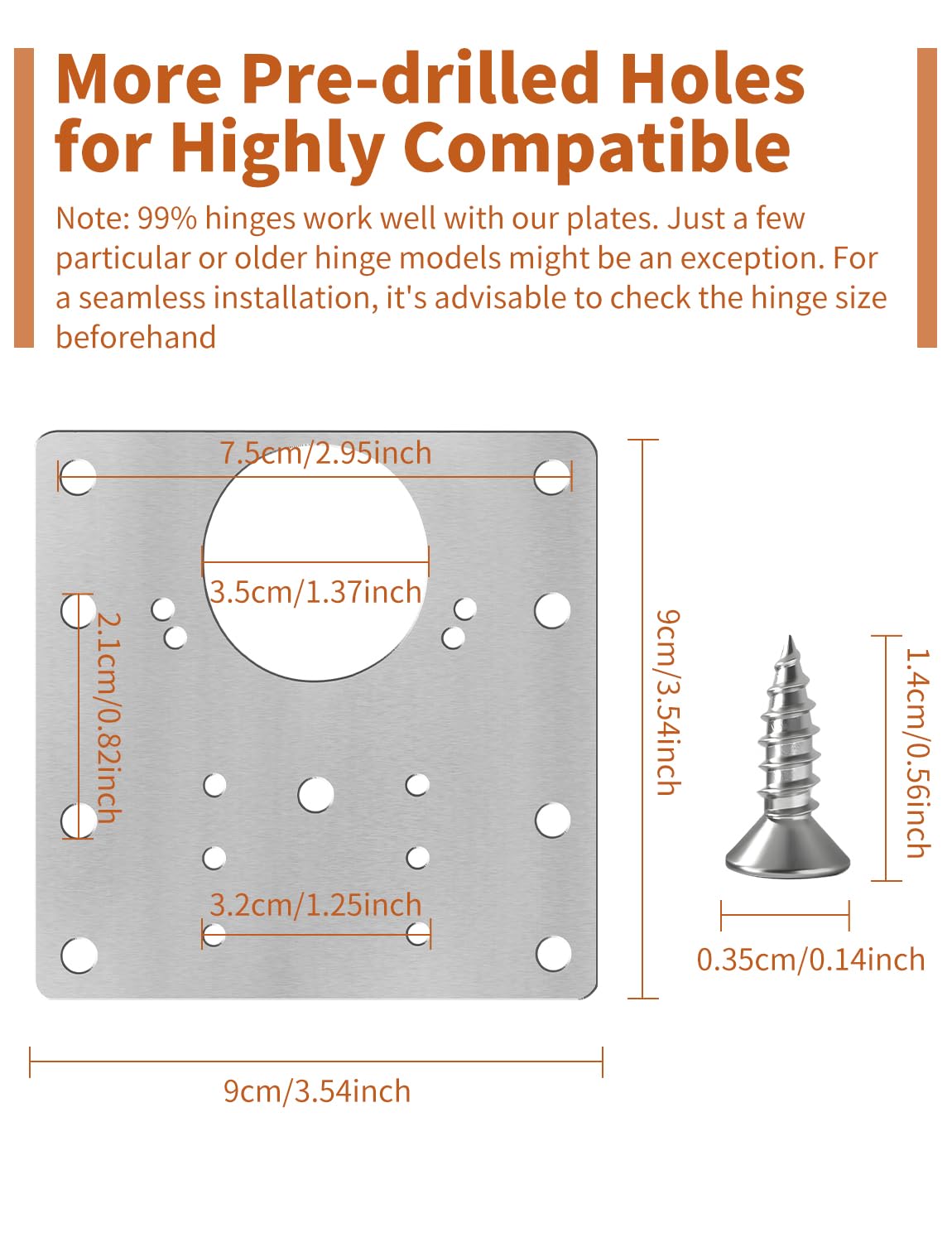 20PCS Upgraded Cabinet Hinge Repair Plate Kit: FOGZUVR Durable Door Hinge Mounting Plate Stainless Steel, Large Cabinet Fix Board with Screws for Kitchen Cabinet, Cupboard Doors and Furniture
