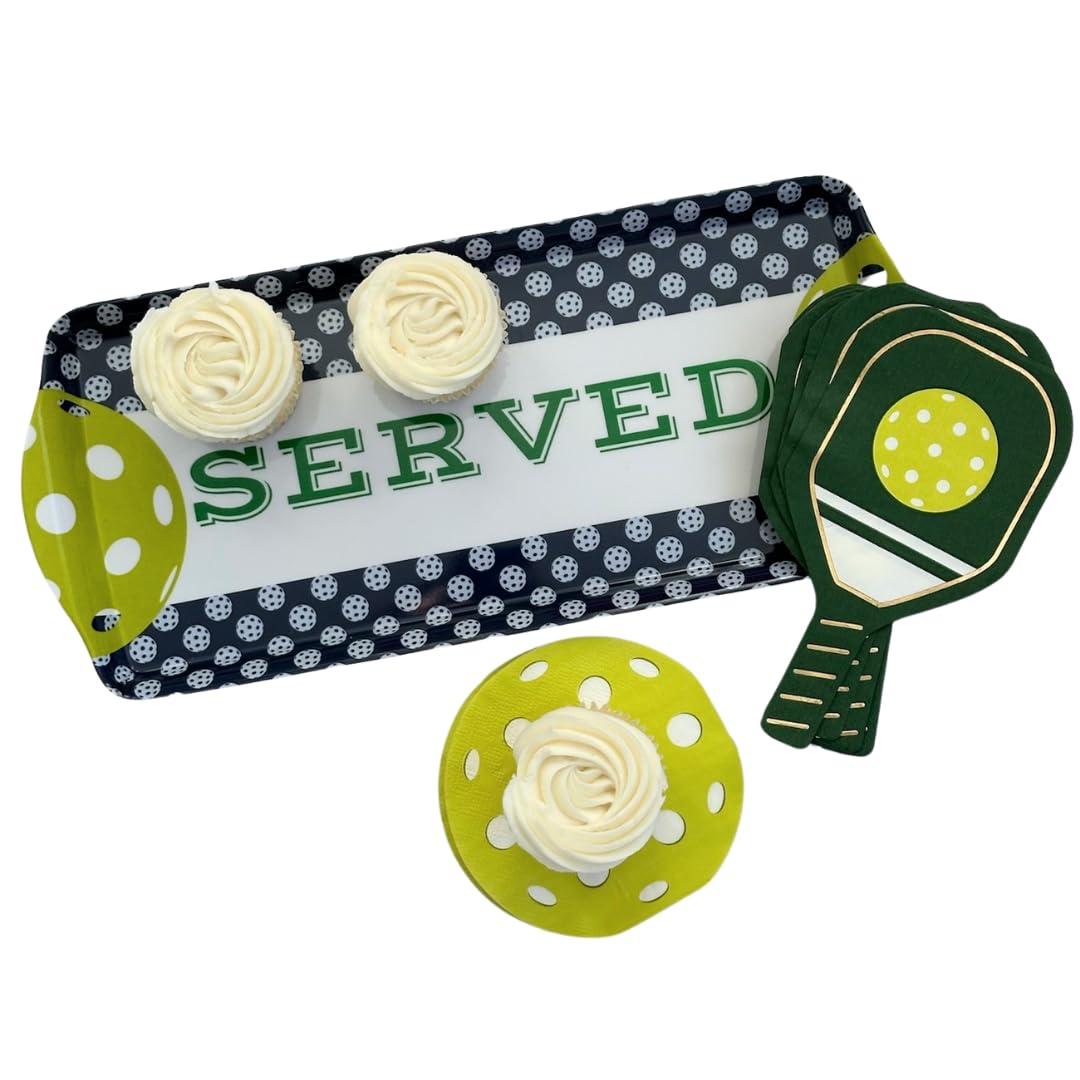 Sprinkles & Confetti Navy Pickleball Melamine Serving Tray with Handles - BPA-Free, Reusable | Durable Platter for Birthdays, Outdoor Events | Charcuterie, Appetizers, Cupcakes, Snacks