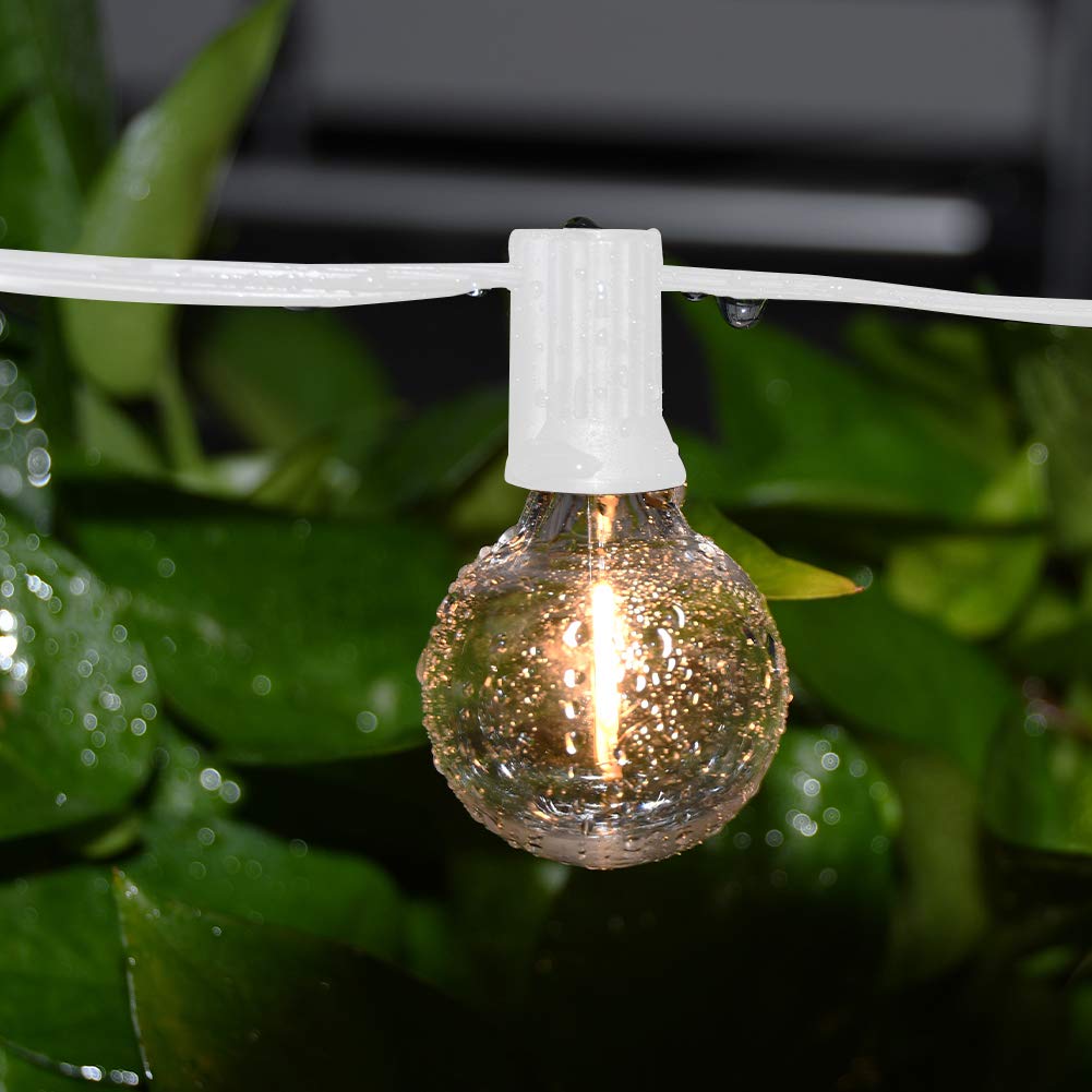 GOOTHY 50Ft LED Outdoor String Lights with 22 G40 LED Shatterproof Globe Bulbs(2 Spare), Connectable Hanging Outdoor Patio Lights for Backyard Garden Porch Party Decorations, White