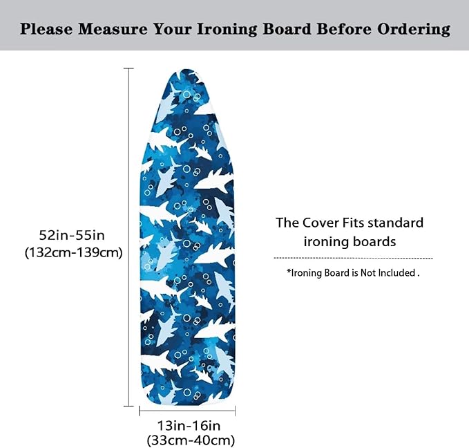 Blue Shark Ironing Board Cover and Pad Soft Fabric Cover