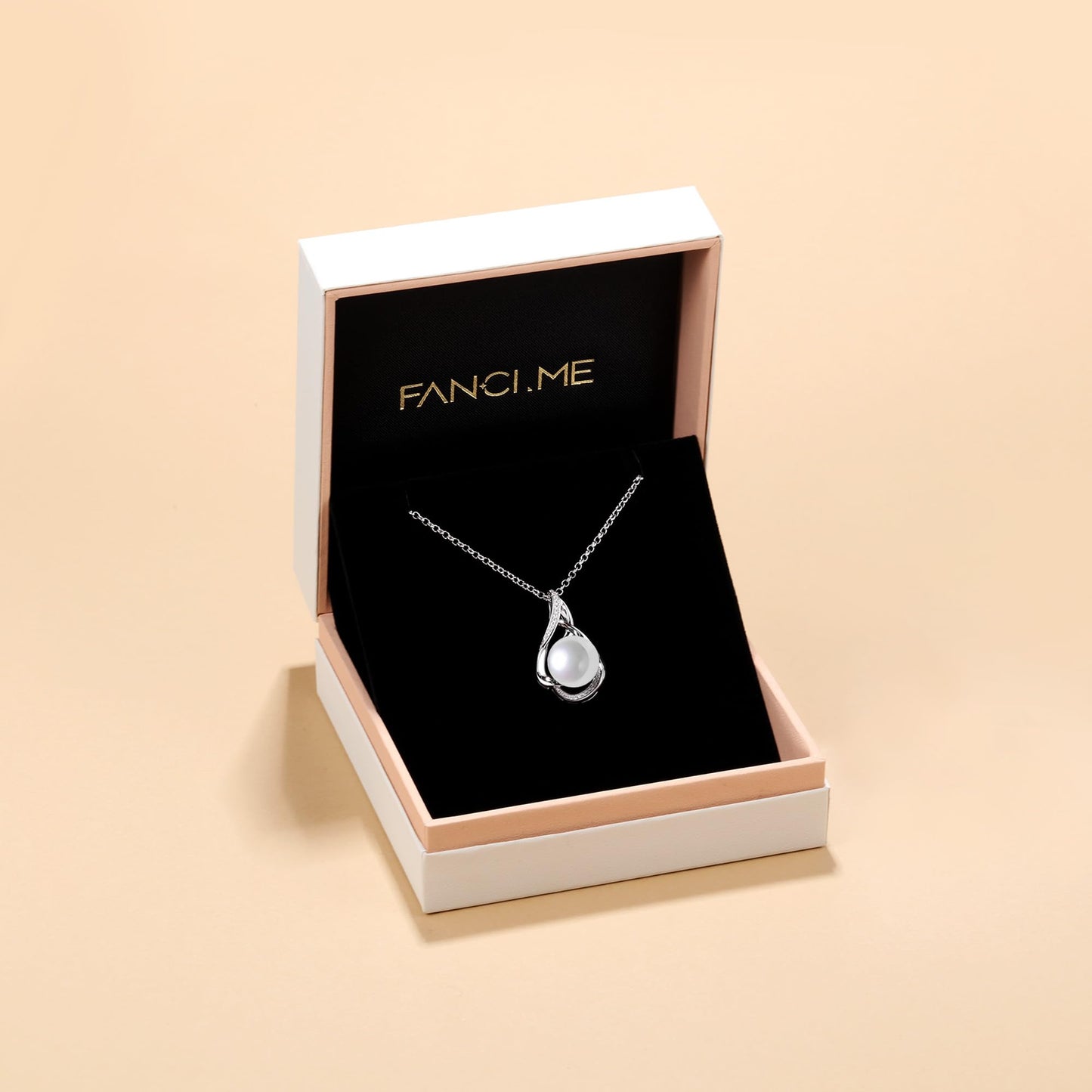 FANCIME Gift for Women Wife Freshwater Cultured Pearl Necklace Sterling Silver Vahine Charm 10-12MM Freshwater Cultured Pearl Luxury Jewelry Gift for Women, Mother, Wife, 16"+2" Adjustable