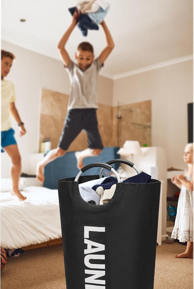 90L Large Laundry Basket, Freestanding Tall Clothes Hamper, Collapsible Laundry