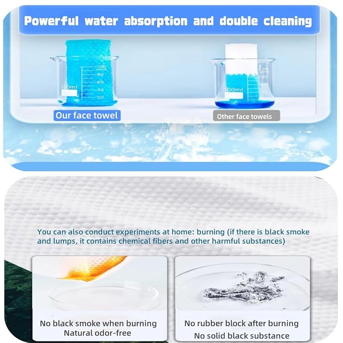 Disposable face towel, MIXUISEE thick and soft face towels, 100% cotton face