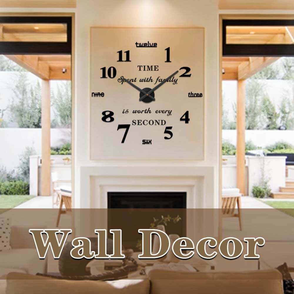 VANGOLD Large DIY Wall Clock Modern 3D Wall Clock with Mirror Numbers Stickers for Living Room Office Decorations Gift