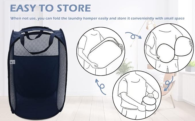 AQQA 6 Pcs Handy Laundry Collapsible Mesh Foldable Hampe, Popup Laundry Basket