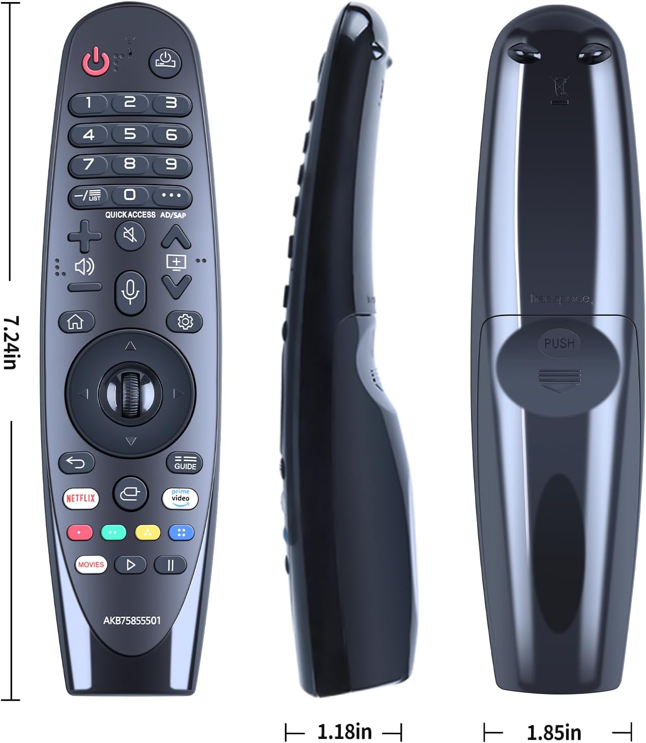 Magic Replacement for LG TV Remote with Voice and Pointer Function,AKB75855501 and MR20GA for LG Smart TV Remote(OLED/NANOCELL/ 4K UHD Models with Netflix and Prime Video Hot Keys,Google/Alexa